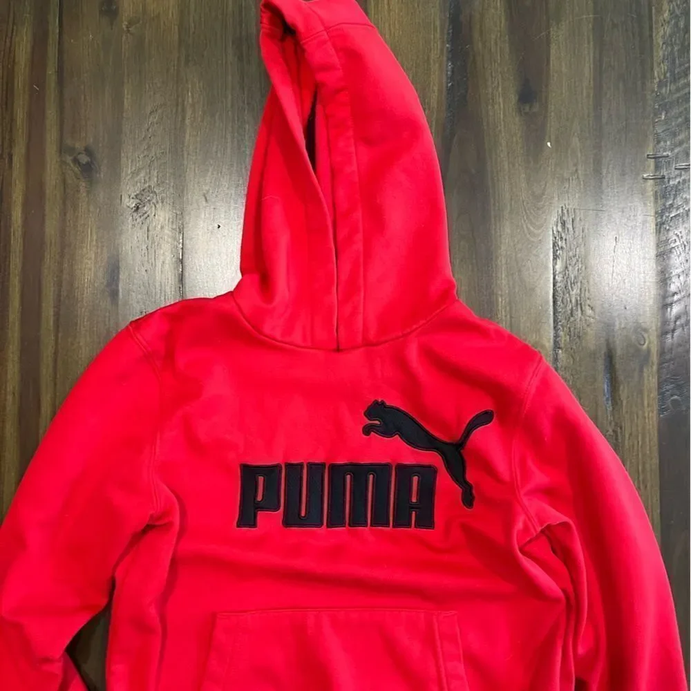 Puma Kids Hoodie Red and Black Fleece - Size S